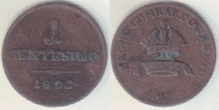 1822 V Austria 1 Centesimo (Lombardy-Venetia) A001513